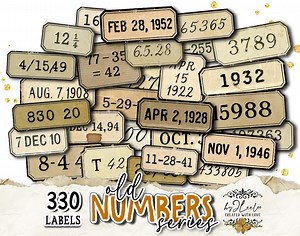 OLD NUMBERS SERIES | Vintage Distressed Number Handwritten & Typed Labels for Junk Journals, Scrapbook, Collage, Mixed Media | Tl331 - Etsy
