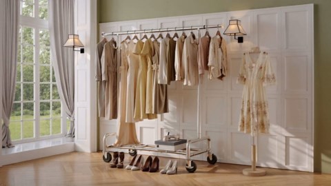 Raybee Heavy Duty Clothes Rack 75" Extra Wide, 450 LBS Clothing Rack with 4 Hooks, Lockable Wheels, Metal Garment Rack for Bedroom, Laundry Room, Commercial