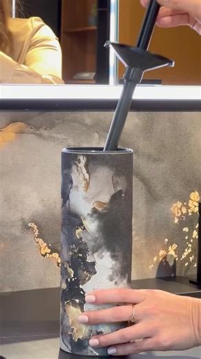 INDA SPA I Bathroom interiors on Instagram: "Inda is renowned worldwide for its bathroom accessories — sleek lines, bold shapes, and a distinctive style. Available in a wide range of finishes, from brushed gold to original patterns and timeless classics. Every piece coordinates perfectly with Inda’s furniture, mirrors, and shower enclosures. But the real difference lies in the details. Take the toilet brush holder for example — something you use every day but rarely notice. It does its job, but