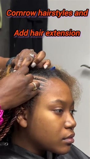How to braid cornrows and add extension #hair #hairstyle #cornrows #shorts #hairstyles