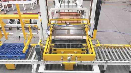 High Speed Low Level Mechanical Palletizer with Layer-by-layer Palletizing System and Online Pallet Stretch Wrapping Line