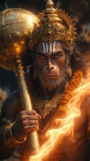 Hanuman Heroic Pose VFX goosnump Ultra 8k HD | FIRE AND MACE action | #shortfeed #devotional