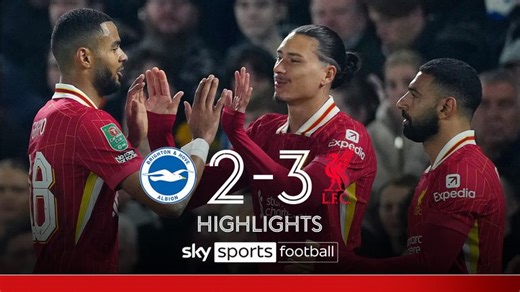 Brighton 2-3 Liverpool: Cody Gakpo scores twice in thrilling five-goal second half to reach Carabao Cup quarter-finals