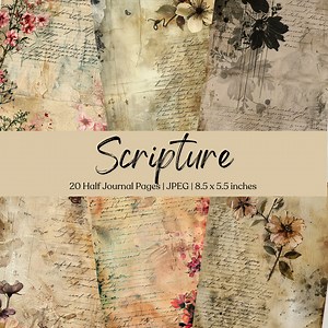Scripture Junk Journal Printable Pages | Vintage Card | Digital Collage Sheet | Junk Journal Kit | Victorian Scrapbook Ephemera Calligraphy - Etsy