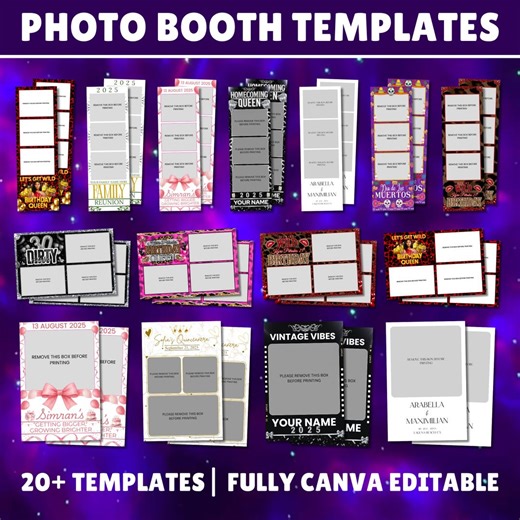 20  Photobooth Templates Bundle, Birthday / Wedding / Party / 2x6 and 6x4, Canva Template, Instant Download - Etsy