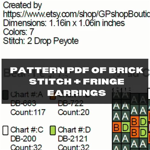 Ethnic-style beaded earrings pattern: Peyote 2drop   fringe "Rain Harmony" (PDF pattern) - instant download