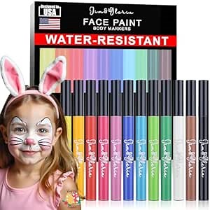 Jim&Gloria Water Resistant Face Paint Tattoo Pen, Temporary Tattoo Markers for Skin, Body Painting Kit, Teen Girl Gifts Trendy Stuff, Makeup Toys Crafts, Christmas Gifts for Teenage Girls, Adults