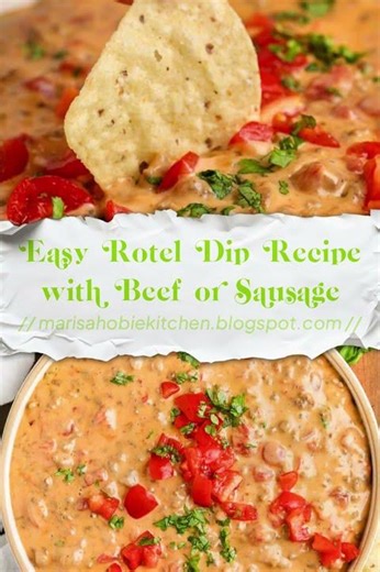 Easy Rotel Dip Recipe with Beef or Sausage