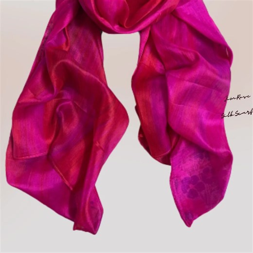 Handwoven Mulberry Silk Scarf: Fuchsia Pink Ombre, Lightweight Travel Accessory - Etsy