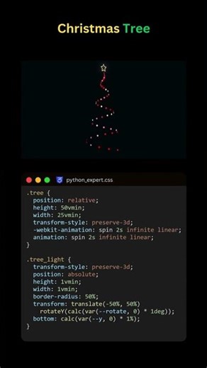 3D Christmas Tree Lights Animation in Pure CSS #christmas #merrychristmas #coding #programming #uiux