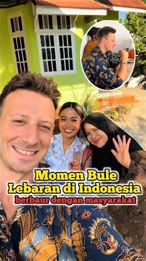 The Moment of Foreigners Celebrating Eid in INDONESIA😍 Enjoying #bule #shortvideo #Eid