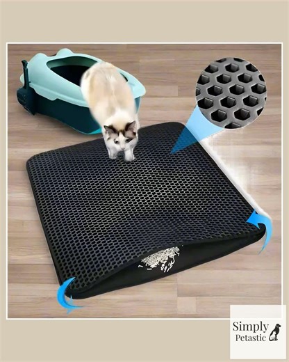 Cat Litter Trapping Mat, Honeycomb Double Layer Design, Urine and Water Proof Material, Scatter C...