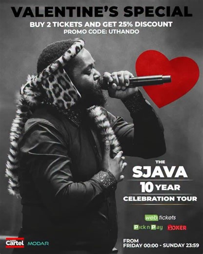 When you come over… Ngijabula over ❤️ Valentine special sa this weekend only! #sjava10yearscelebrationtour | Sjava_ATM