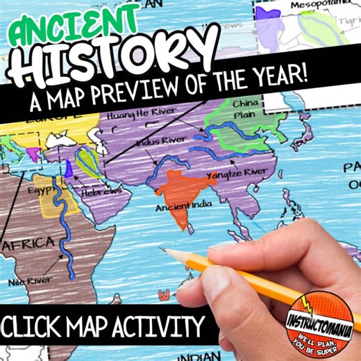 Ancient Civilization World Map Beginning of Year Review Geography Social Studies