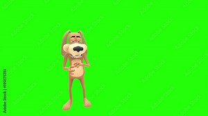 Evil sly sinister animated dog hound canine pooch mutt cartoon character waggles his fingers as if scheming or plotting something bad multiple times in front of green screen background