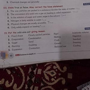 III. State True or False. Also, correct the false statement.T... | Filo