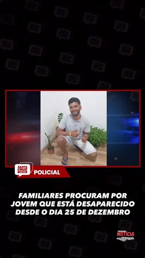 Um jovem de 24 anos está desaparecido desde o dia 25 de dezembro no município de Santa Cruz do Capibaribe. José Edson da Silva não foi mais visto desde a data mencionada, o que tem gerado preocupação entre familiares e conhecidos. José Edson é bastante conhecido na cidade por circular diariamente pelas ruas do município. Familiares relatam que não tiveram mais contato com o jovem desde o dia do desaparecimento e buscam informações que possam ajudar a localizá-lo. | Santa Cruz Online