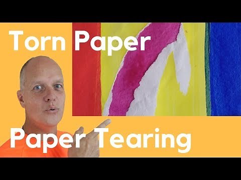 Torn paper artwork - Paper tearing art - Easy abstract acrylic painting tutorial