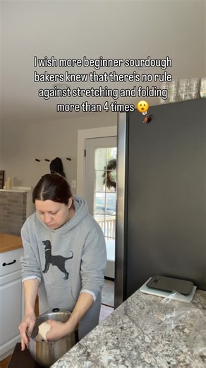 Sometimes four just isn’t enough. 👎🏻 A lot of sourdough recipes (including mine) say something like, “stretch and fold 4 times around the bowl.” And that’s a great starting point. But it’s not a hard rule. If your dough still feels slack after four, keep going. Do another round. Or two. Or three. You’re looking for the dough to start resisting you a bit when you stretch it. That’s how you know you’re building gluten, which is the whole point! Wetter doughs especially will usually need more str