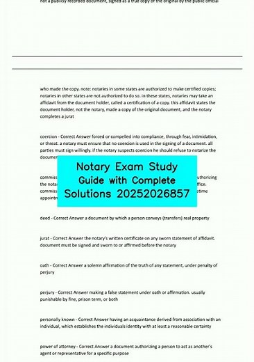 Notary Exam Study Guide with Complete Solutions 20252026857 video