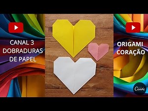 Origami do Coração: Tutorial Descomplicado para Iniciantes CANAL 3 DOBRADURAS DE PAPEL -