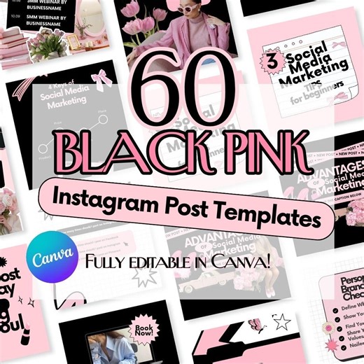 60 Editable Instagram Post Templates | Canva Social Media Bundle (digital Download) - Etsy