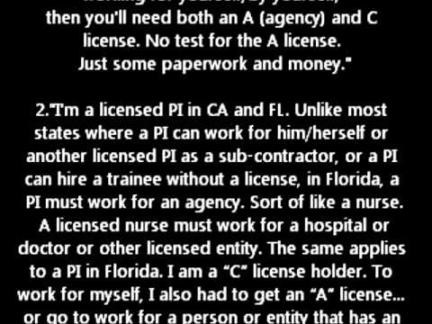 Florida Private Investigator FL PI license examination test