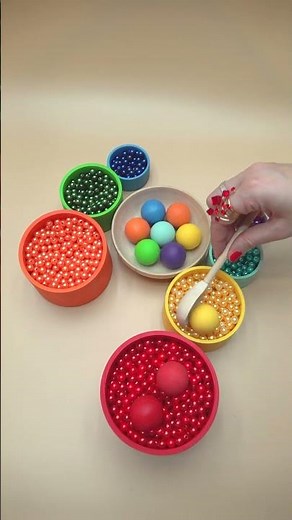 🌟🌈Calming Color Sorting with Wooden Orbs #sortingballs #colorsorting