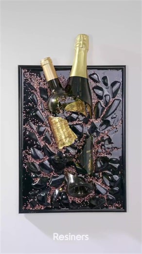 What do you do with an expired champagne? 🍾 Here’s a simple way to turn it into art using resin and a little glitter. How do you like this idea? ❤️ Follow @Resiners_official for more fun & easy resin craft vibes! 🛒 Shop resin essentials from our BIO LINK #Resiners #resinart #resincraft #epoxyresin #resinpour