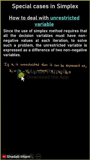 Special Cases in Simplex Method_Part 4_Unrestricted Variable
