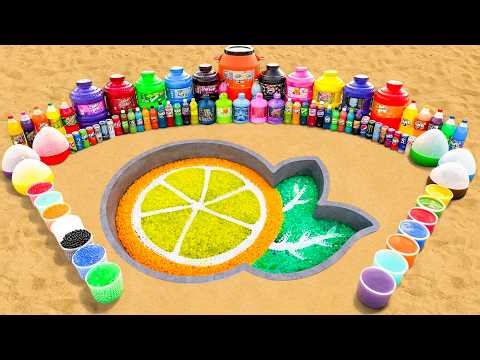 Big Toothpaste Eruption from Giant Orange, Pepsi, Fanta, Orbeez, Mtn Dew, Coca Cola and Mentos