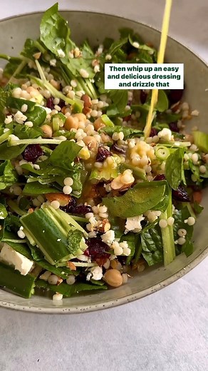 MOROCCAN CHICKEN WITH PEARL COUSCOUS, FETA & ALMONDS Absolutely delicious!! So much texture with this beautiful dish - chewy from the craisins and crunchy from the almonds. It’s a real winner!! Serves 2 Ingredients: 600g Chicken tenderloins 1 tablespoon extra virgin olive oil 1 tablespoon Moroccan seasoning (store-bought) 1 cup spinach leaves, roughly chopped 1/2 cup pearl couscous 1 teaspoon powdered stock (chicken or vegetable) 1 lebanese cucumber, grated with a julienne peeler 1/2 cup @oceans