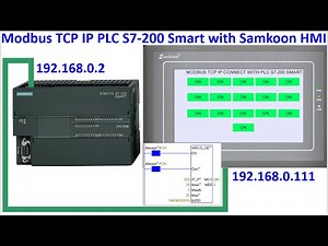 PLC S7-200 Smart Modbus TCP IP connect with Samkoon HMI simulation
