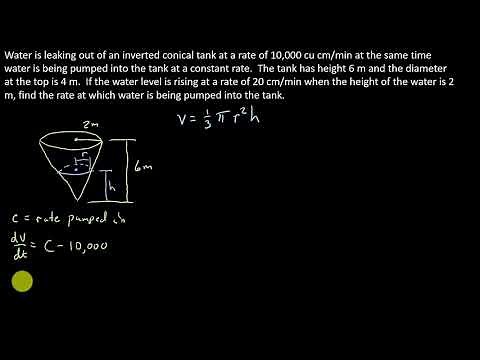 Calculus Related Rates - Find How Fast Water is Being Pumped Into A Leaking Tank