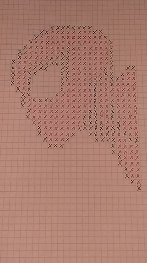 Spiderman drawing on graph paper with only red and black crosses #draw...
