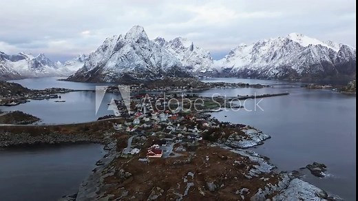 Explore Lofoten Islands in winter through stunning aerial footage in Northern Norway. Stock Video