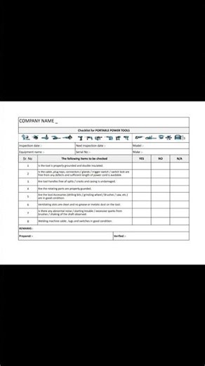 Checklist for ''Portable power tools''