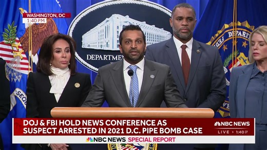 WATCH NOW: Attorney General Bondi, FBI Director Patel hold conference on suspect arrested in 2021 DC pipe bomb case. | WPSD-TV