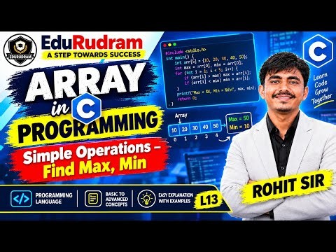 Array in C Programming | Simple Operations - Find max, min | Programming Language | L13 | Rohit Sir