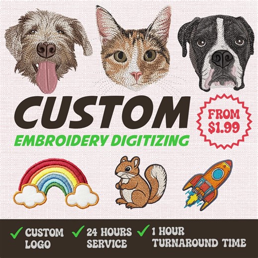 Custom Dog Embroidery Digitizing, Personalized Pat Embroidery Digitizing, Machine Embroidery Digitizing Service, Image Digitizing - Etsy