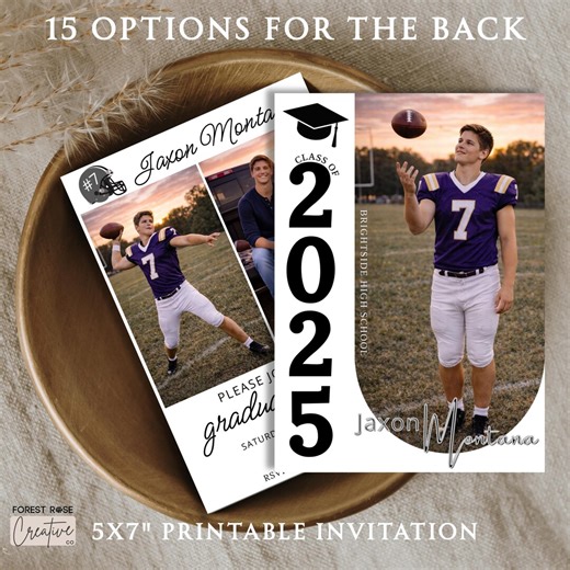 Editable Football Graduation Invitation Template 5x7 Canva Senior Photo Grad Party Invite Class of 2026 Instant Download - Etsy