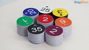 StayMax Plastic ID Engraved Number Keys Tags Without Key Rings (1-100, Black)