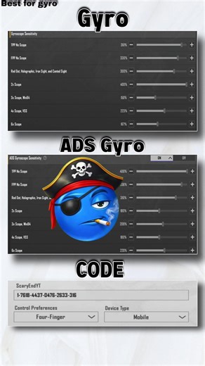 4.3 UPDATE GYRO+NON GYRO SENSITIVITY CODE | PUBG SENSITIVITY SETTINGS |#viral #pubg #bgmi #shorts