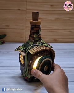 130K views · 7K reactions | Beautiful hobbit hole bottle art making idea for home decor | Crafty hands | Facebook