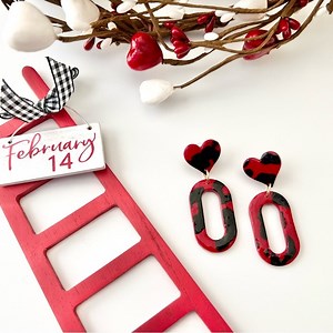 ❤️Red and Black Leopard Print Valentine’s Day Earrings