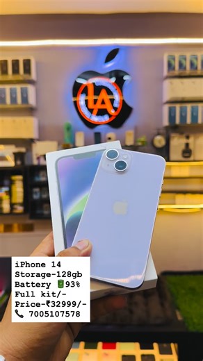 iPhone 14 Storage-128gb Battery 🔋93% Full kit/- Price-₹32999/- 📍Thoubal 📞 7005107578 Exchange accepted | Luwang Apple Store