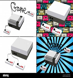 A set of old antique retro vintage hipster game consoles for video games from the 80's, 90's on different backgrounds. Vector illustration Stock Vector Image & Art - Alamy