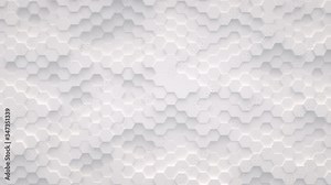 Abstract motion background from random moving hexagons, seamless loop animation