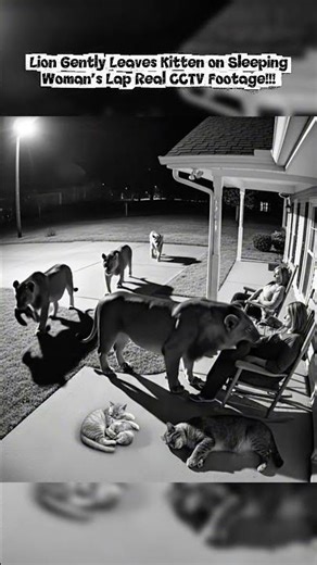 Heartwarming Night: Lion Approaches House and Places Kitten on Woman’s Lap – Incredible CCTV Moment!