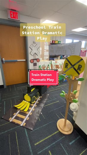 Preschool Dramatic Play Center with Train Station Theme